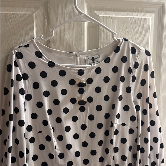 Dainty Jewells Dresses & Skirts - Dainty Jewells White and Black Polka Dot Long Sleeve Dress
